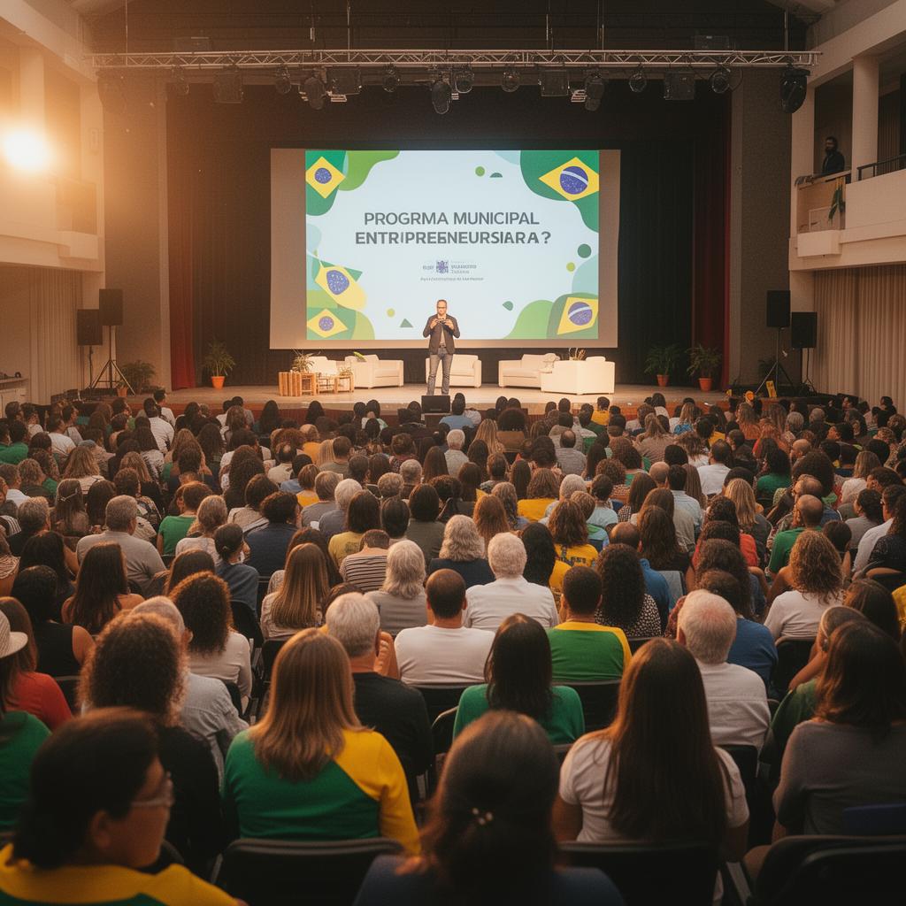 Auditório lotado em programa público de empreendedorismo
